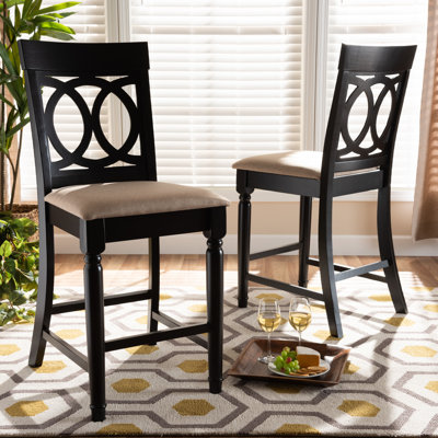 Upholstered Counter Stool with Solid Wood Frame