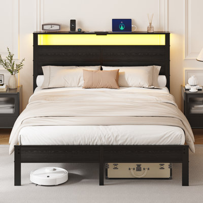 Lit plateforme industriel avec base de recharge et lumières DEL