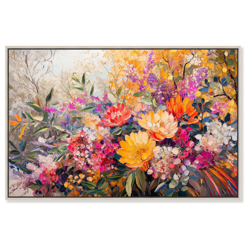 Amber Auras, art floral coloré sur toile par Art Remedy, H 11 po x l 16 po, Encadrement argenté