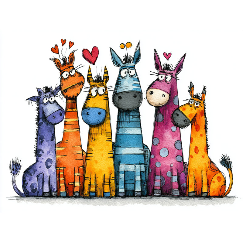 Rainbow Stable Friends - Art mural sur toile tendue
