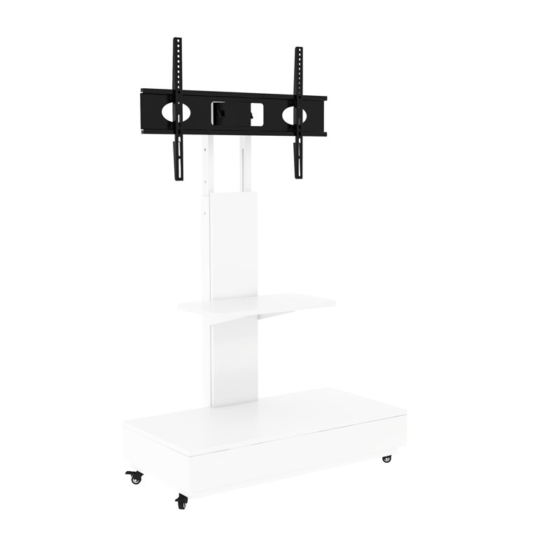 Meuble télé blanc avec tiroir coulissant et roulettes, 32 75 po, réglable pour la chambre à coucher dans un meuble moderne, salles de conférence