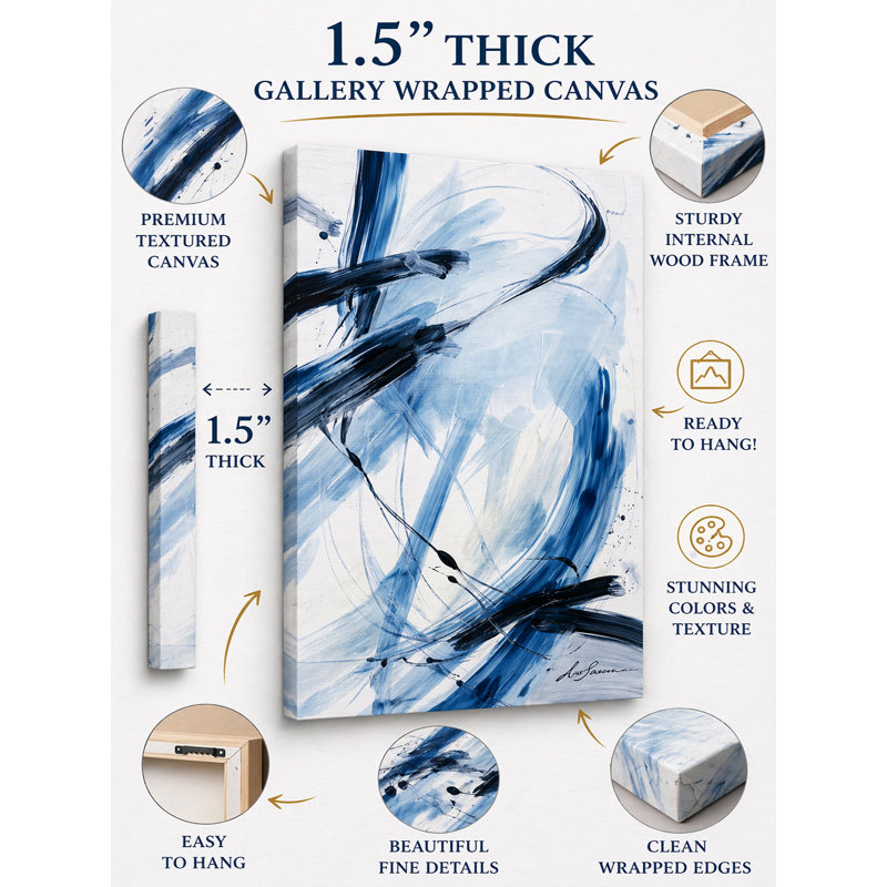 Art mural sur toile indigo, L 16 po x H 24 po x P 1,5 po