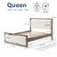 Lit avec tête de lit en tissu ivoire, structure en bois-340238885