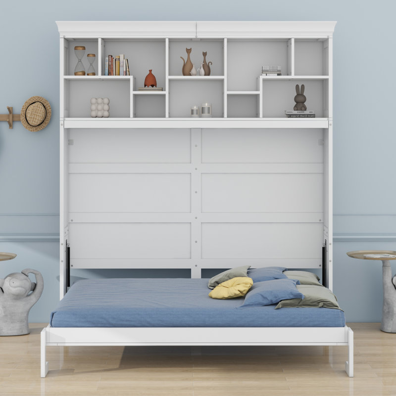 Lit escamotable mural Murphy avec tablettes et USB