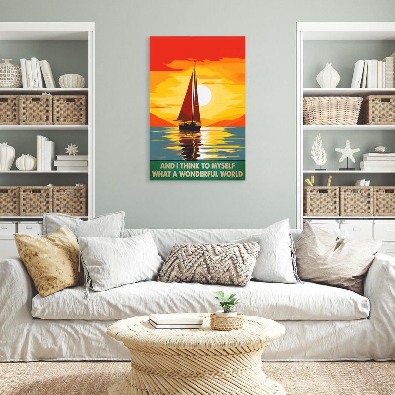 Muccles Sailing What A Wonderful World - 1 pièce, reproduction d'art graphique sur toile tendue