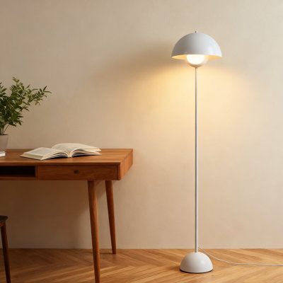 Modern Floor Lamp With Floral Shade - 63 Inch Tall LED Standing Lamp For Living Room, Bedroom, Office - Vintage Industrial Design With Hidden Wire Safety Feature
