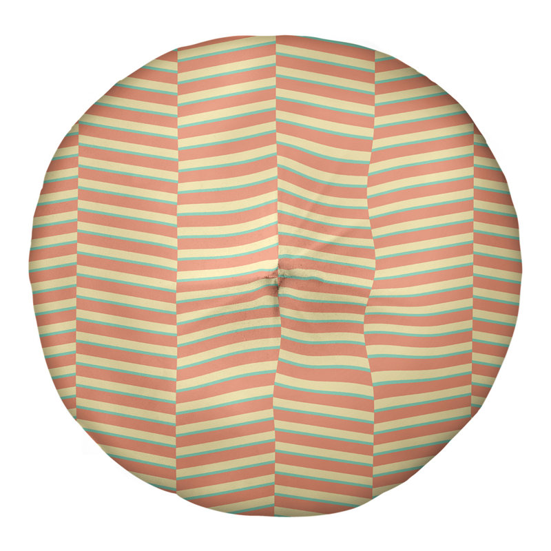 Coussin de sol à rayures fracturées, 30 po x 30 po, Vert orange / jaune