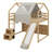 Delightful Wooden Loft Bed Boasting A House-Shaped Frame And Tent-Style Canopy-114355515-114355517