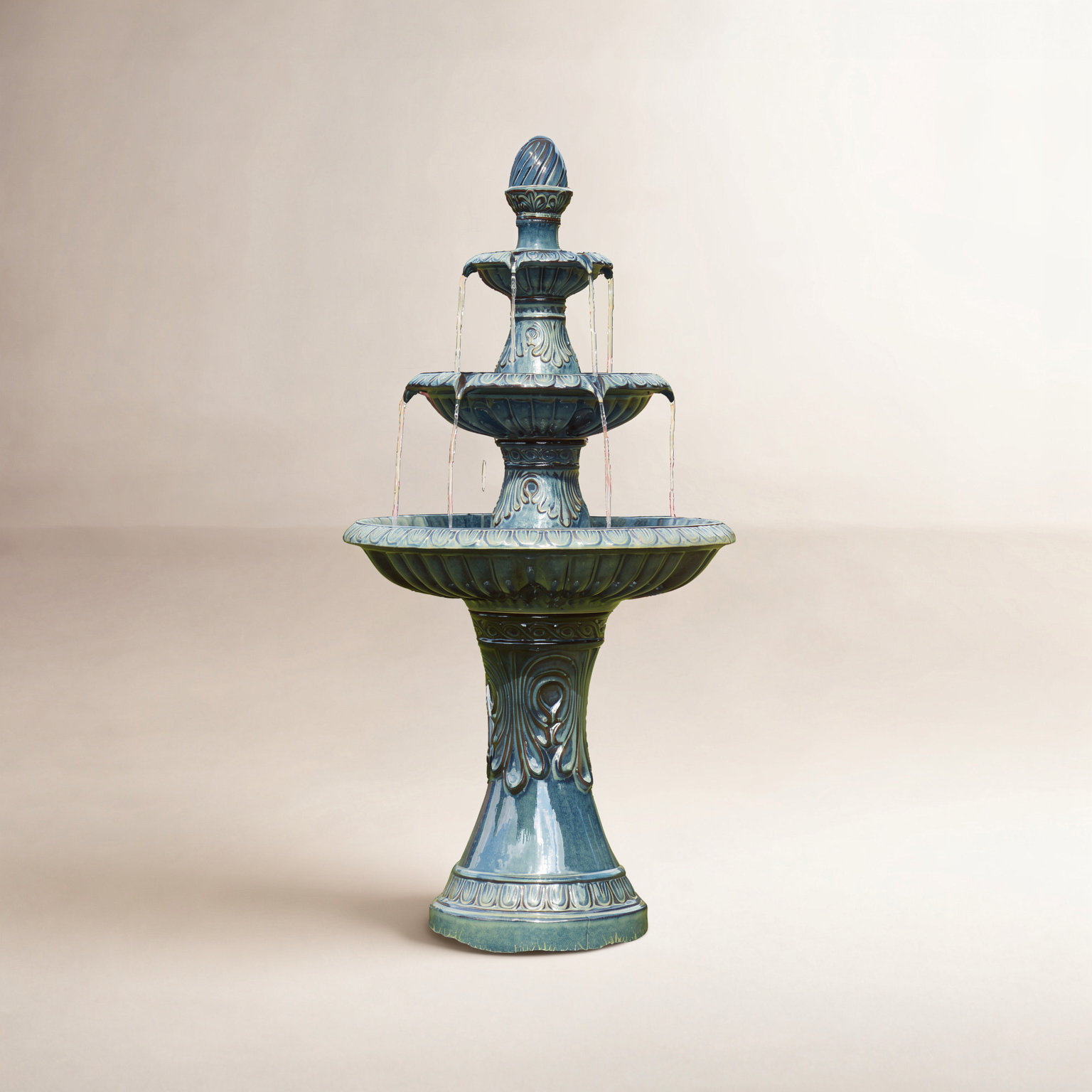 Shiloh Ceramic / Porcelain Fountain, Teal