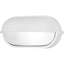 1-Light Indoor or Outdoor White Cast Aluminum Nautical Inspired Industrial-Inspired Convertible Flush Mount Ceiling Fixture, Wall Mount, or Wall Sconce with Half Semi Oval Sphere Frosted Ribbed Glass 