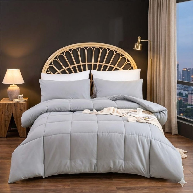Ensemble d'édredon en duvet synthétique avec 2 taies décoratives - très épais - doux et confortable