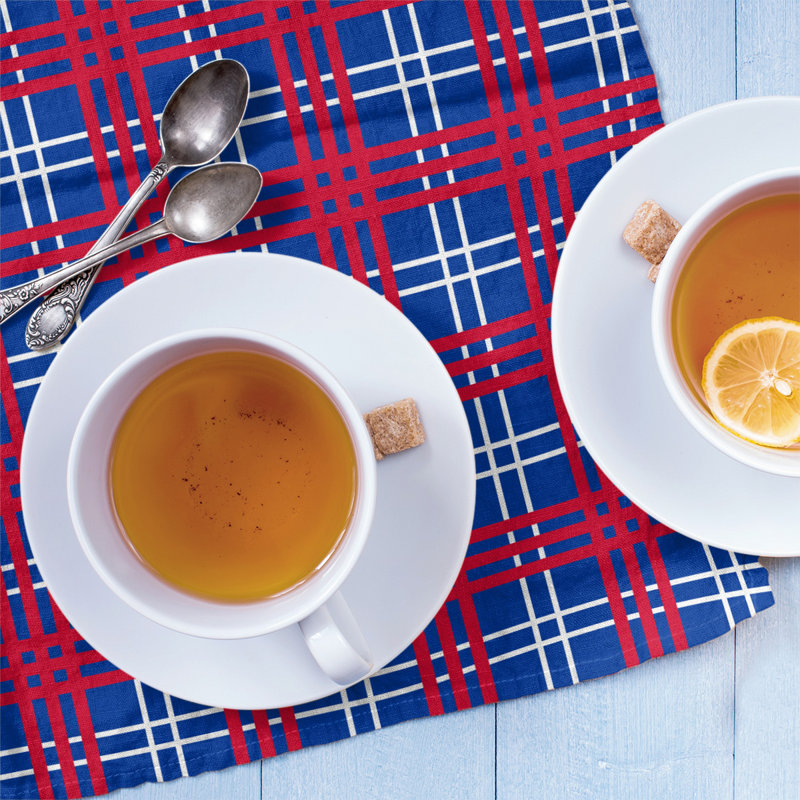 Plaid Tea Towel Kitchen Towel, Cotton Blend, Blue/Red/White