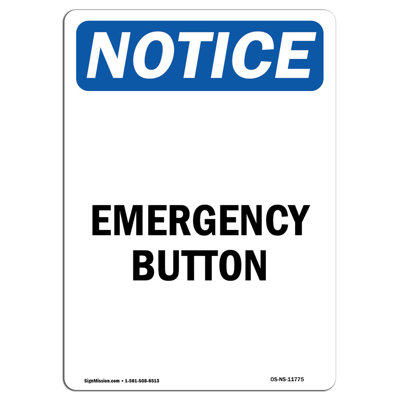 Emergency Button Aluminum Sign 12 x 18