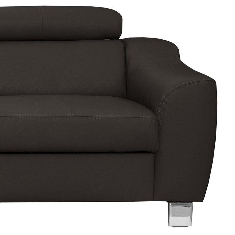 Avaiya Leather Corner Sofa with Sleeping Function and Storage, Dark Brown, Left Hand Facing, No