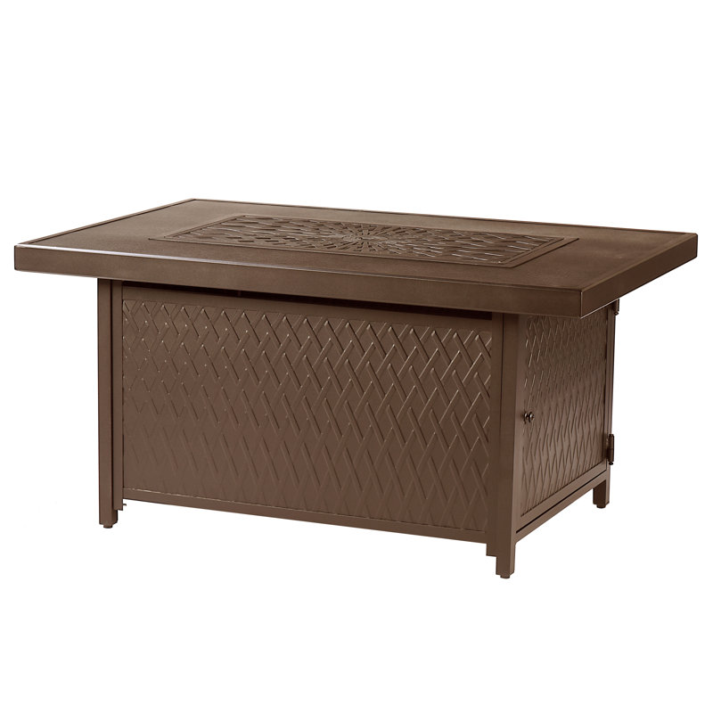 Georgeanna Rectangle Aluminum Propane Smokeless Fire Pit Table with Hidden Fuel Tank, Brown