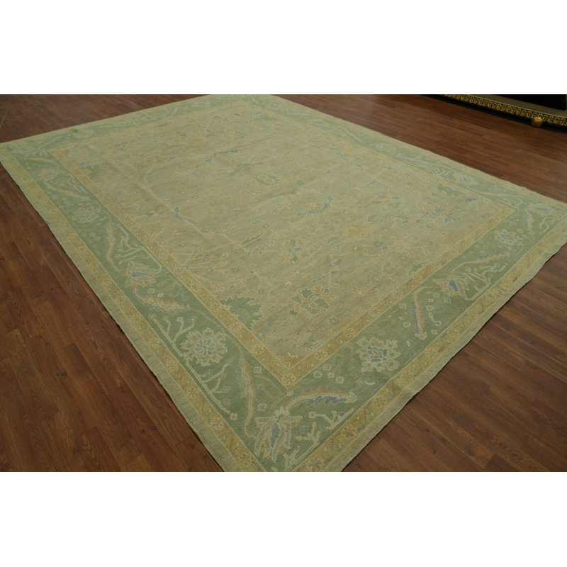 Vegetable Dye Wool Oushak Transitional Turkish Area Rug 9x12