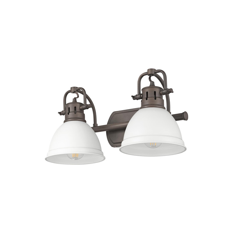 Calica 2-Light Bath Vanity, Rubbed Bronze, Matte White