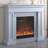 Light Gray Solid Wood Electric Fireplace-1170369193