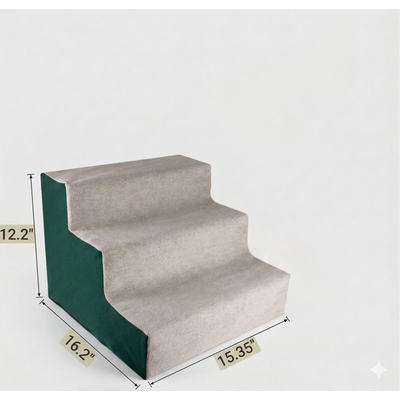 Pre-Assembled Three-Step Cat Stairs for Small Dogs, Includes Washable Cover, Suitable for Couch and Low Bed Access (Height: 12.2 Inches)