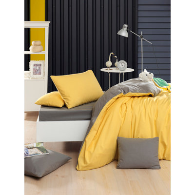 Ensemble de housse de courtepointe luxe simple Ranforce XXL, 100% coton, rouge bordeaux et noir | Housse de couette 61 x 87, taie d'oreiller 31,5 x 31,5 | Lavable à la machine, 142 fils, fermeture à boutons pour la couette, fermeture à enveloppe pour l