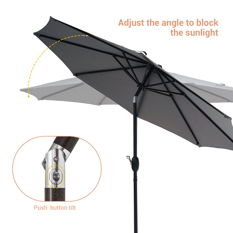 Parasol de marché rond 106,3 po Asyraf, Gris