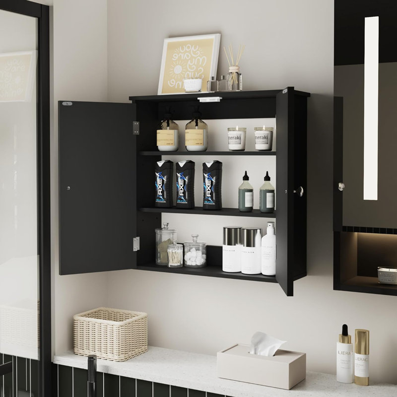 Bernave Wall Mounted Required Bathroom Cabinet, Black