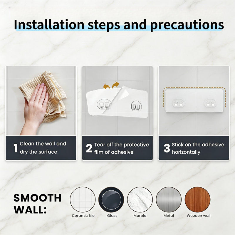 Ensemble de 3 boîtes de douche adhésives antidérapantes avec porte-savon et crochets, étagères de douche à fixation solide pour le rangement de la salle de bain
