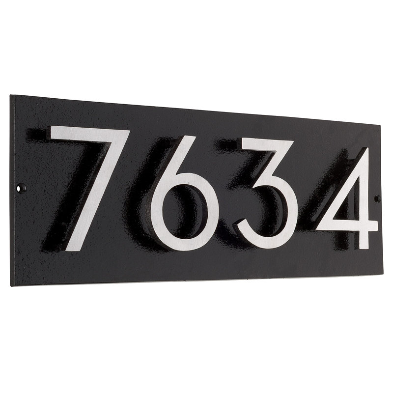 Plaque d'adresse horizontale flottante 4 po (4 chiffres), Noir, Nickel satiné deux tons, Oui