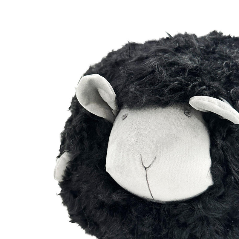 Mongolian Curly Lambskin Plush Sheep Pillow, Black