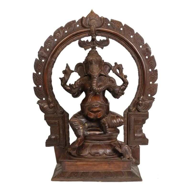 Figurine Ekadanta Ganesha à quatre bras, Brun