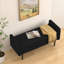 Tabouret de rangement en velours noir - pour usage domestique 45,98 po x 16,75 po x 21,75 po, conception moderne, facile à assembler, ce banc convient aux salons, aux chambres à coucher élégantes et simples à assembler
