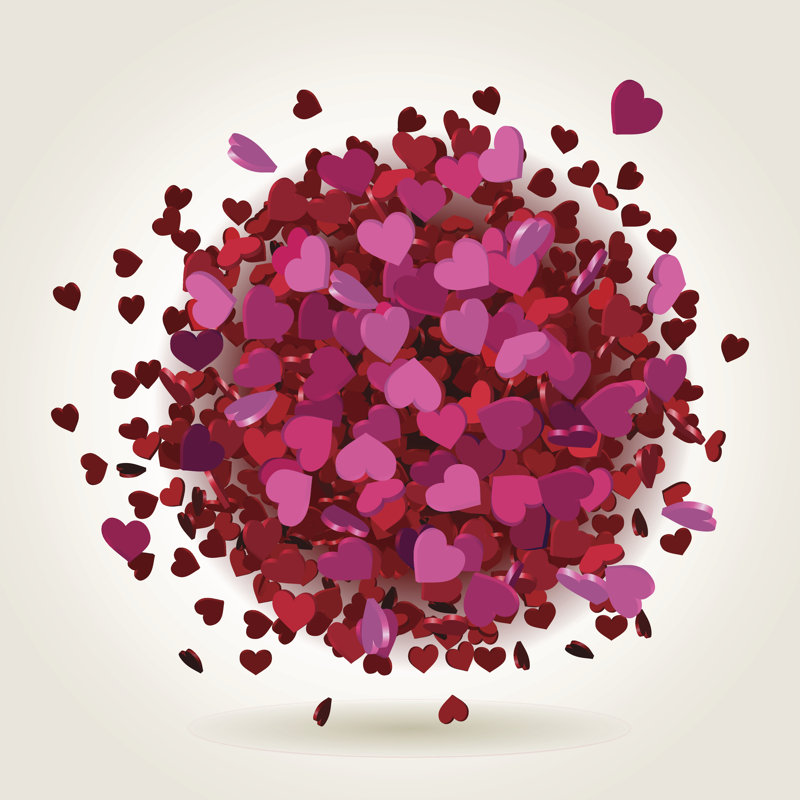 «Hearts explosion Illustration», impression sur toile tendue, L 20 po x H 20 po