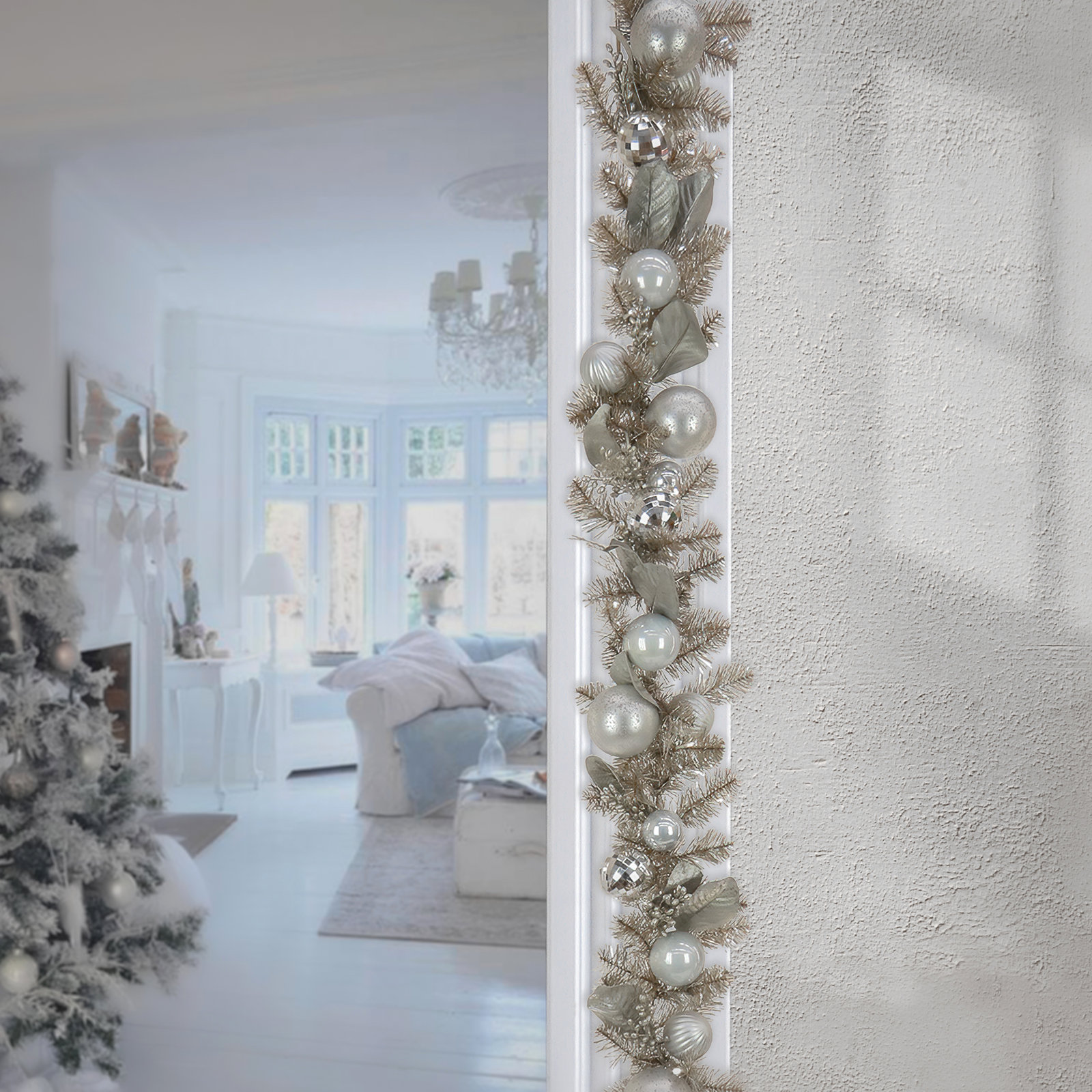108" Pre-Lit Silver Christmas Garland