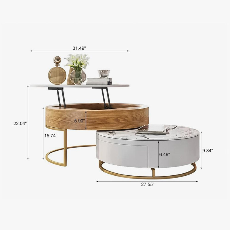 Table basse gigogne Darcey, Brun clair