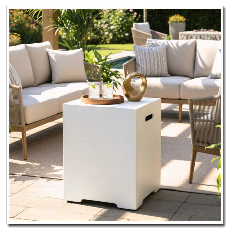 Propane Tank Cover Table, Outdoor Cylinder Hideaway Table for Gas Fire Pit and Gas Griddle, Outdoor Side Table for Fire Pit