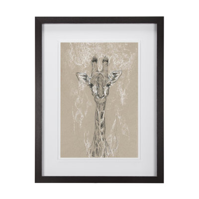 Sketch of Animal IV (Giraffe) Hand Embelished Framed Art Print Matted under Glass