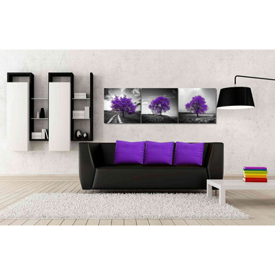 «Vibrant Tree Series: Amethyst Triptych (Ensemble de 3)», art mural sur toile