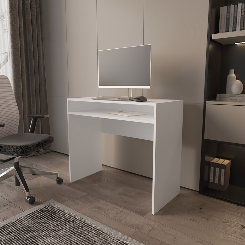 Bureau d'écriture avec tablette de 35 po de largeur, H 30,56 po x l 35,13 po x P 16,46 po, Blanc