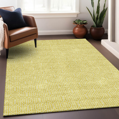 Tapis jaune Prisco lavable à la machine de qualité supérieure