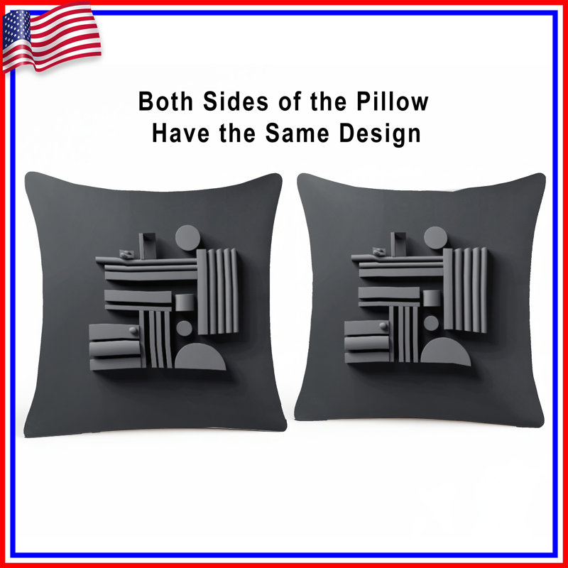 Coussins décoratifs gris à motif géométrique, 20 x 20 pouces