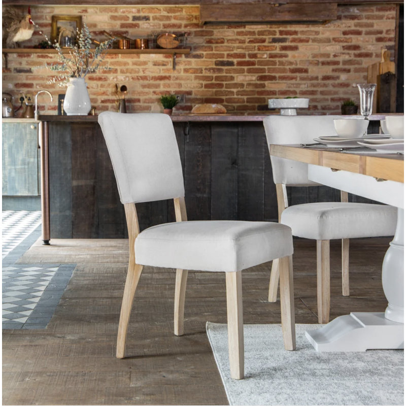 Fabric Upholstered Parsons Chair in Natural