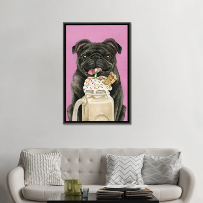 «Brain Freeze with Black Pug» par Tracy Lizotte - reproduction d'art