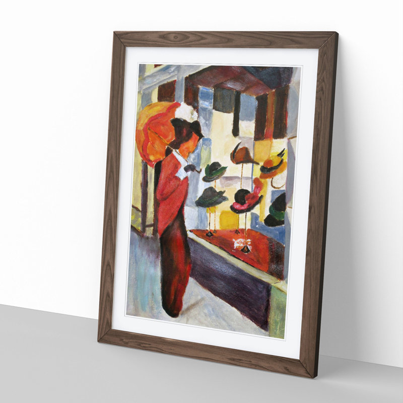 Woman by the Hat Shop by August Macke - Picture Frame Painting, Walnut Framed, 36cm H x 27cm W x 2cm D