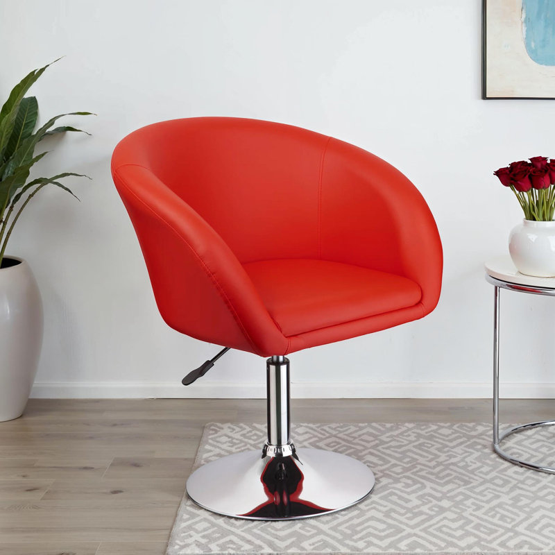 Torrington Faux Leather Swivel Barrel Chair, Red