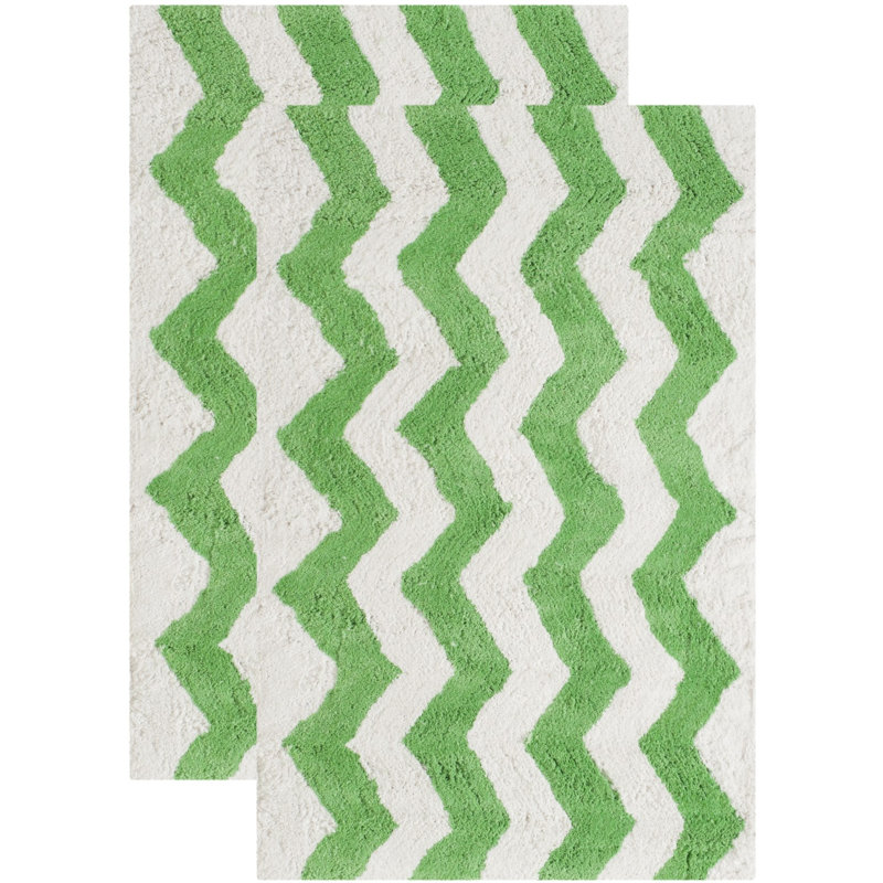 Tapis blé/blanc touffeté à la main Wadley, Lime
