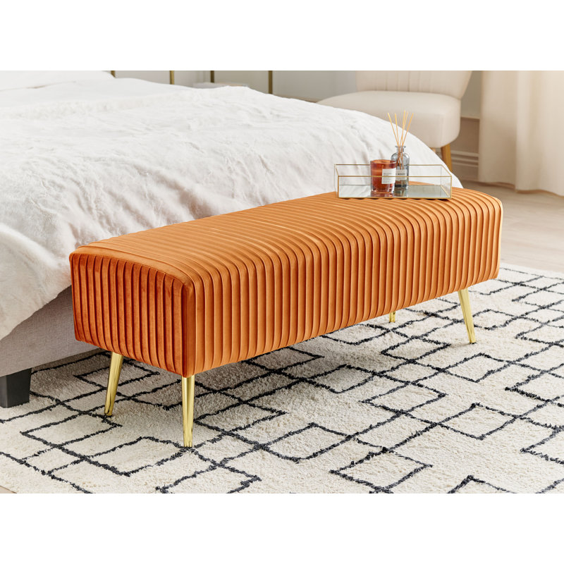 Mattawan Velvet Upholstered Bench, Orange