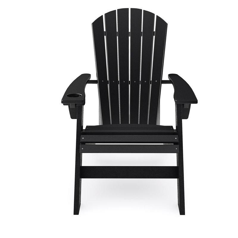 Chaise Adirondack noire en polyéthylène haute densité robuste pour la détente au bord de la piscine, du patio et du jardin