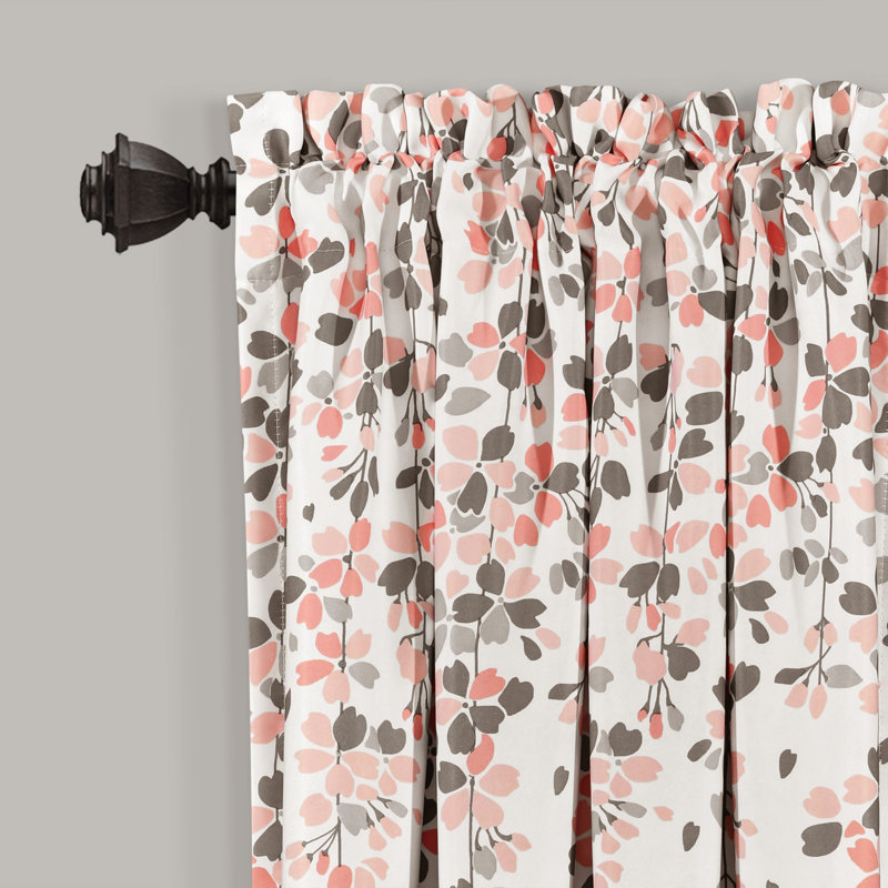 Weeping Flowers Room Darkening Pair, Blush/Gray, 52" W x 63" H