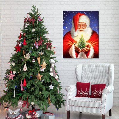 Framed Xmas Canvas Wall Art Vintage Christmas Santa Decor for Living Room Decorations Winter Cottagecore Paintings for Bedroom Bathroom Xmas Holiday Winter Decorations Gifts Ready To Hang 24x32 Inch