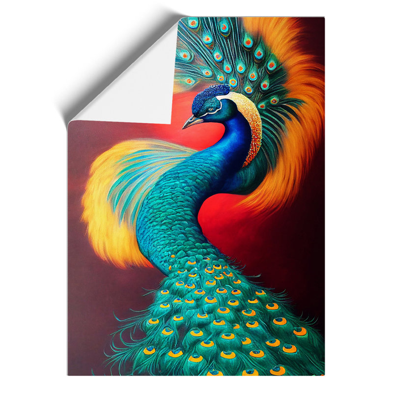 Bold Peacock Art No.2 - Wall Art, 29.7cm H x 21cm W, Paper, No Matte